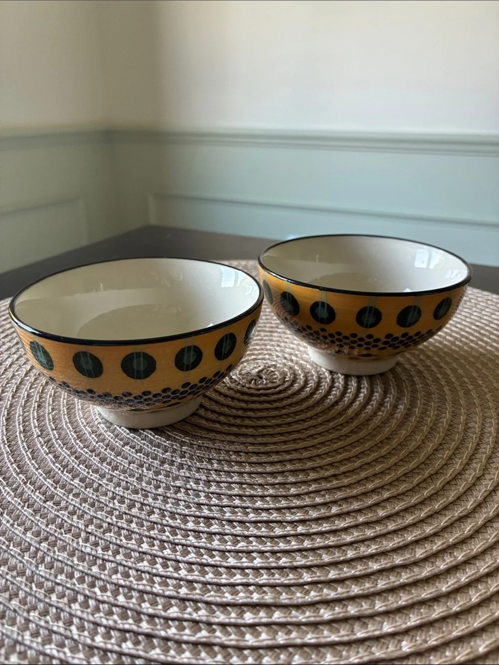 West Elm: Potters Workshop Ceramic Yellow Dot Pattern Pinch Bowls - Set of 2